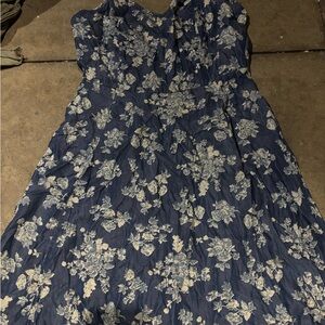 Floral Blue and Cream Dress